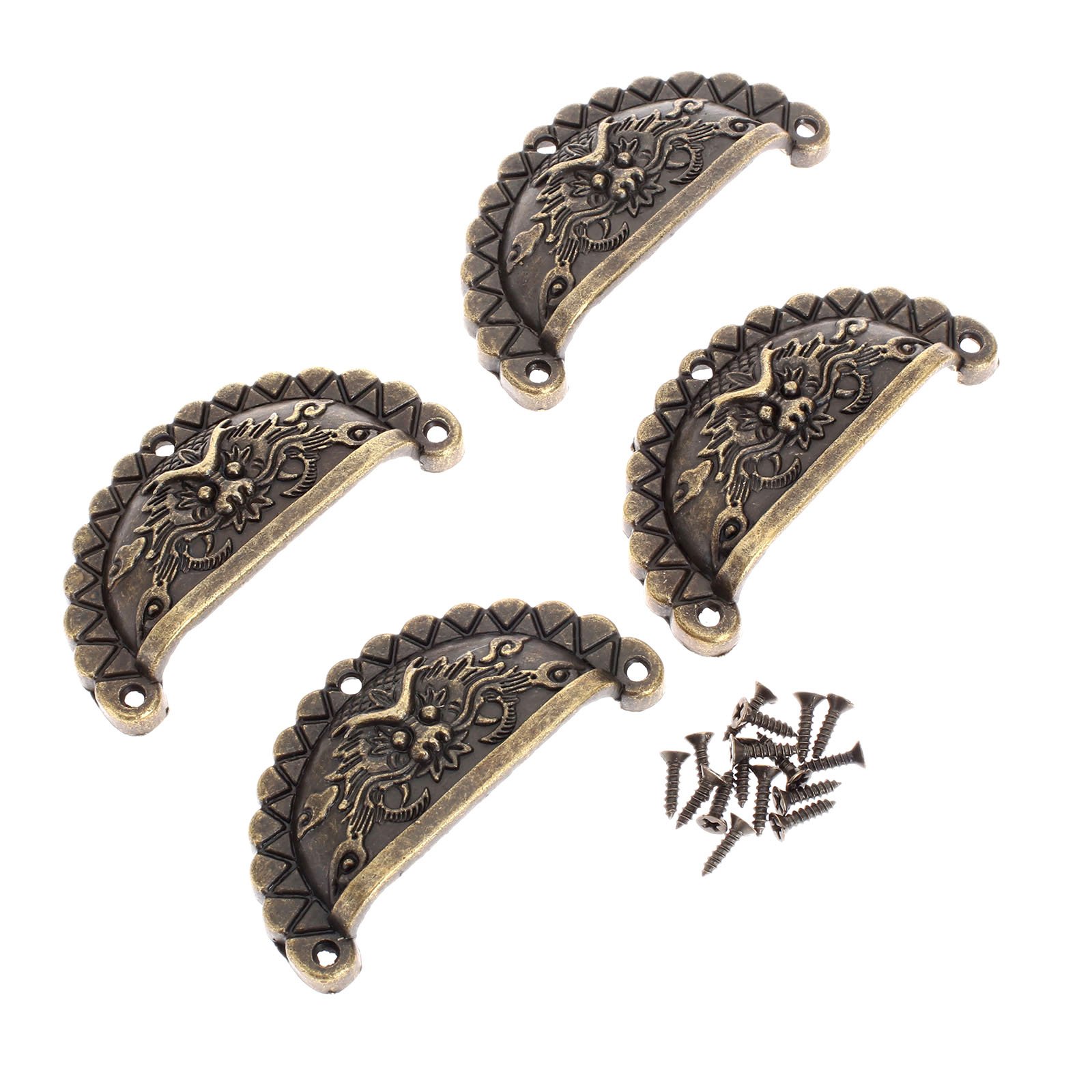 Mgoodoo Shell Cup Semicircle Drawer Knobs Handles Brass Color 4 Packs Zinc Alloy 69mm x 35mm Vintage Drawer Handle Antique Drawer Handles