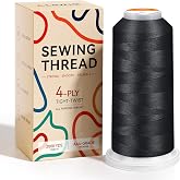 2000 Yards Superior Sewing Thread | All Purpose Sewing Machine Thread | Strong, Low-Lint, Smooth, 100% AAA-Grade Polyester Thread Spool for Embroidery, Quilting, Mending, DIY &amp; Repairs (Black)