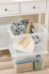 TENLITE Pack of 2 Large Storage Box with Lid 25 Litre Clear Stackable Nestable view 7