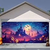 Halloween Garage Door Decorations Happy Halloween Door Cover, Hanging Banner Cauldron Backdrop Mural for Home, Outdoor, Indoor, Spooky Party, Wall, Window (purple-2, 6 x 13 ft)