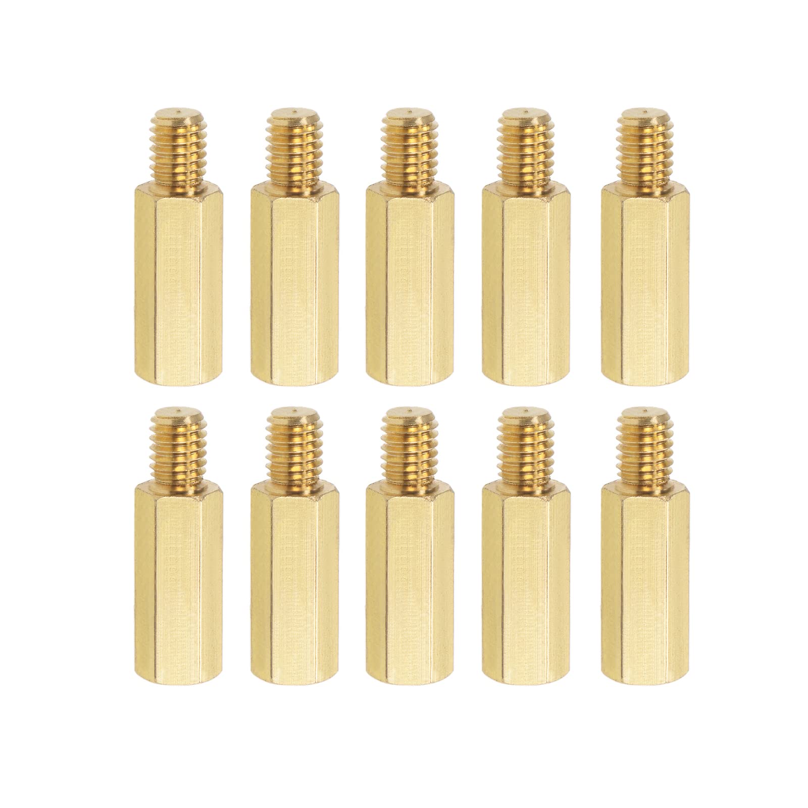 YOKIVE 10 Pcs M6 Standoff Screws, Brass Hex PCB Standoffs, Keep Height Consistent, Great for Motherboard (Gold Tone, 20mm+8mm)