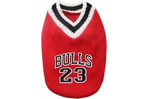 leasote Dog Sweaters for Cold Weather,Dog Basketball Jersey Clothes Boy Girl,Letter Print Puppy Sportswear Vest,V-Neck Basketball Shirt for Small Medium Large Cats Dogs Red XL