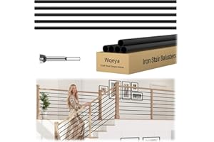 Wqeya 5 Pack 10 FT x 5/8 inch Iron Horizontal Balusters for Staircase Interior, Round Stair Balusters with Drill Bit, Matte Black Hollow Spindles for Staircase Indoor Lofts Hallway