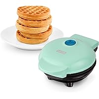 DASH Mini Maker for Individual Waffles, Hash Browns, Keto Chaffles with Easy to Clean, Non-Stick Surfaces, 4 Inch, Aqua