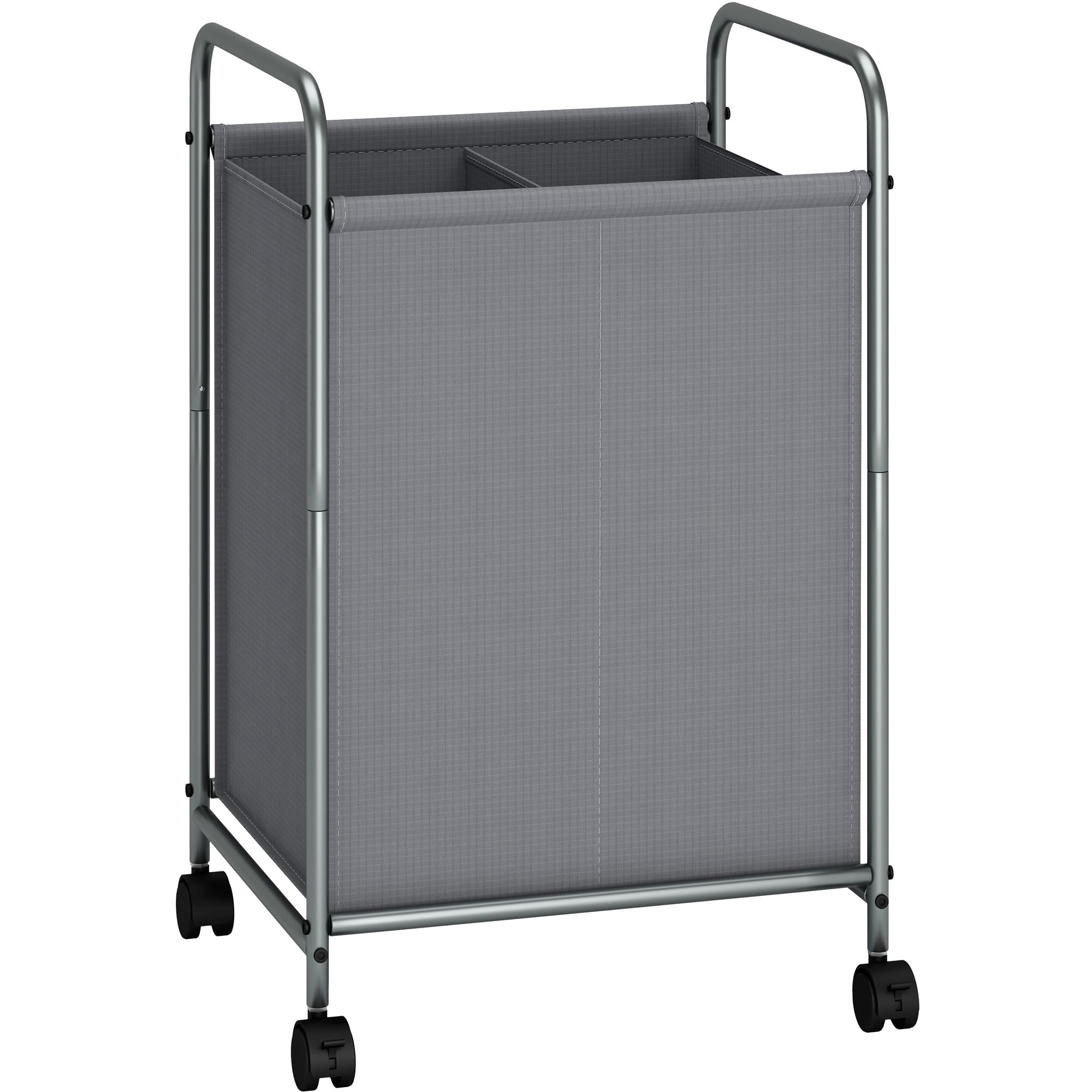 Photo 1 of STORAGE MANIAC Laundry Hamper, 100L Laundry Basket with Lockable Wheels, Rolling Laundry Sorter Cart, Laundry Separator Hamper, Dirty Clothes Laundry Divider Hamper, 2 Section Gray