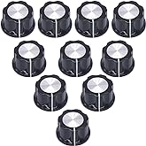 Taiss 10pcs Potentiometer Knobs,Rotary Knobs,Silver Tone Top Switch Knob for 6.4mm / 0.25" Shaft Hole .Volume Control Rotary 