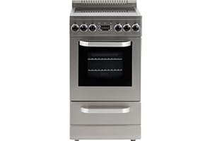 West Bend WB200ERPSS 20-Inch Electric Range, Compact Design, Top with 4 Cooking Zones, Glass Oven Door, Storage Drawer, and Rotisserie Accessories, 2.0 Cu. Ft, Stainless Steel, Metallic
