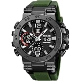 FANMIS Men's Analog Digital Sport Watch Military Dual Display 50M LED Watch | Men's Dual Display Sports Watches With Led Backlight Alarm Stopwatch 12/24h Time Outdoor Running Swimming
