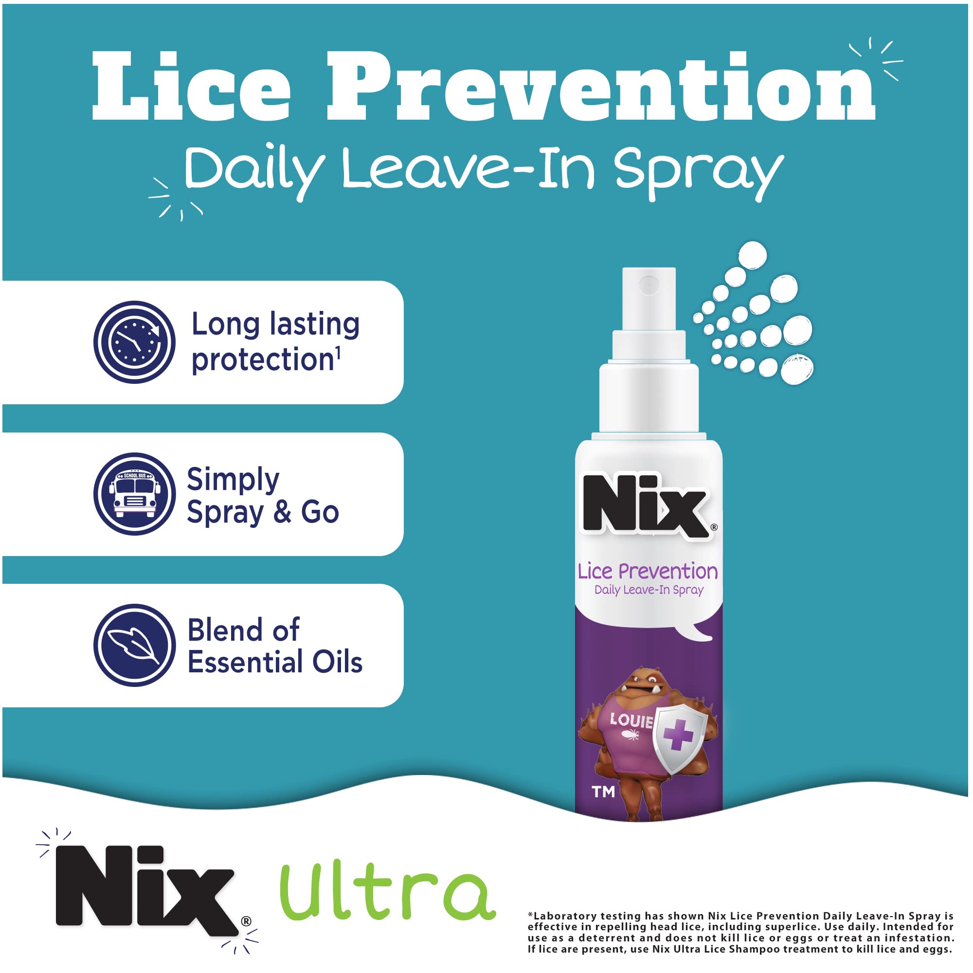 Nix Lice Treatment & Prevention Kit, All-in-One Shampoo, 4 fl oz, with Lice Removal Comb and Lice Prevention Daily Leave-in Spray, 6 fl oz