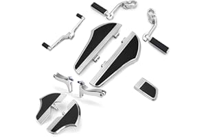 TOPRAMETAL For Harley Davidson Floorboards Touring Street Road Glide Passenger Defiance Floorboards Motorcycle Footboards (Chromed, comb sets with highway pegs)