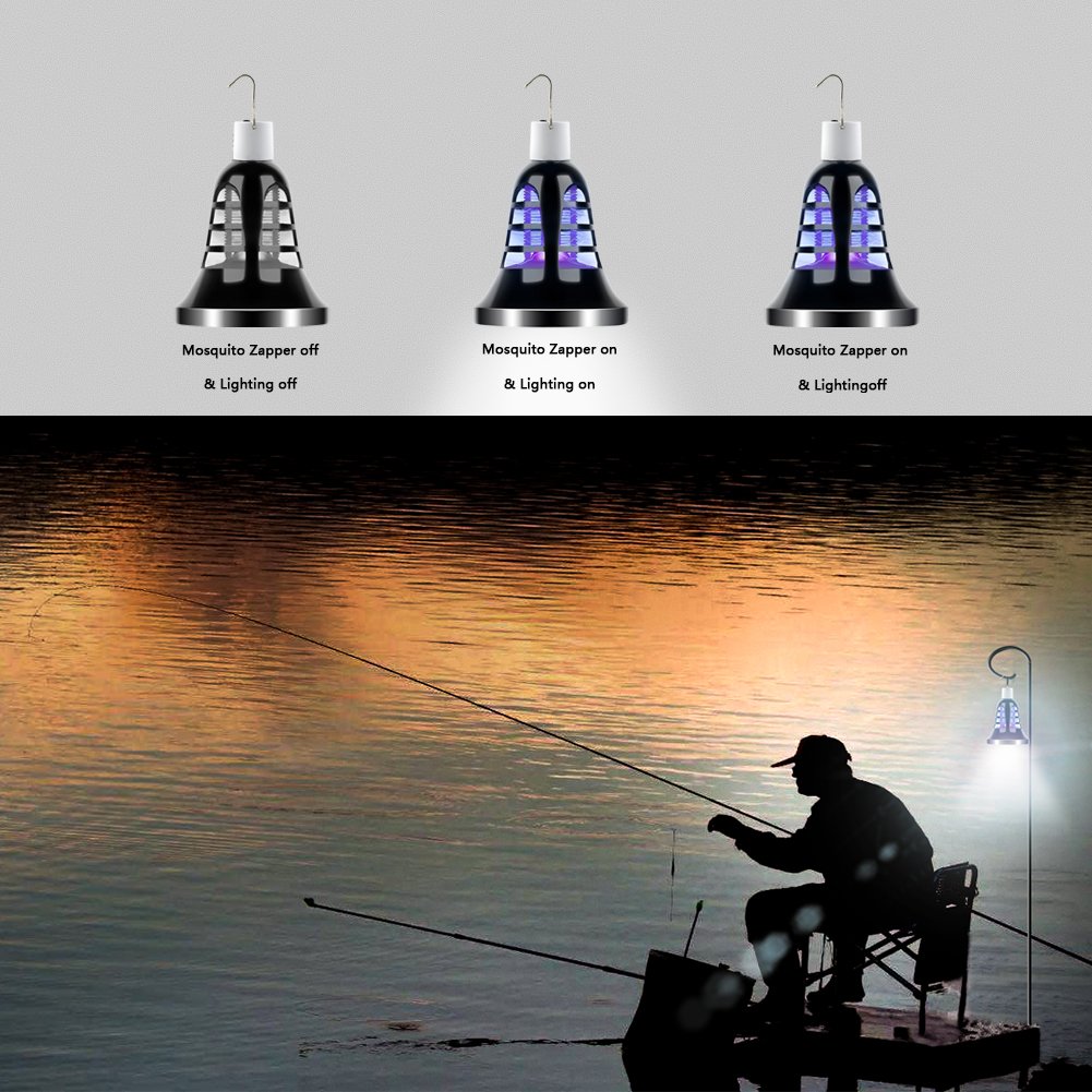 Bug Zapper Bulb- [2018 Upgraded] 2 in 1 Mosquito Killer Lamp & LED Night Light / USB and Solar Charging / Lightweight Lantern for Indoor / Outdoor, Home / Camping