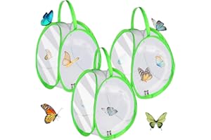 Youdaju 3 Pcs Mini Butterfly Habitat Cage Butterfly Growing Kit Bulk Butterfly Cage Mini Butterfly Net Habitat Clear Container Terrarium Mesh Enclosure Collapsible Insect Mesh Cage with Zipper (Green)