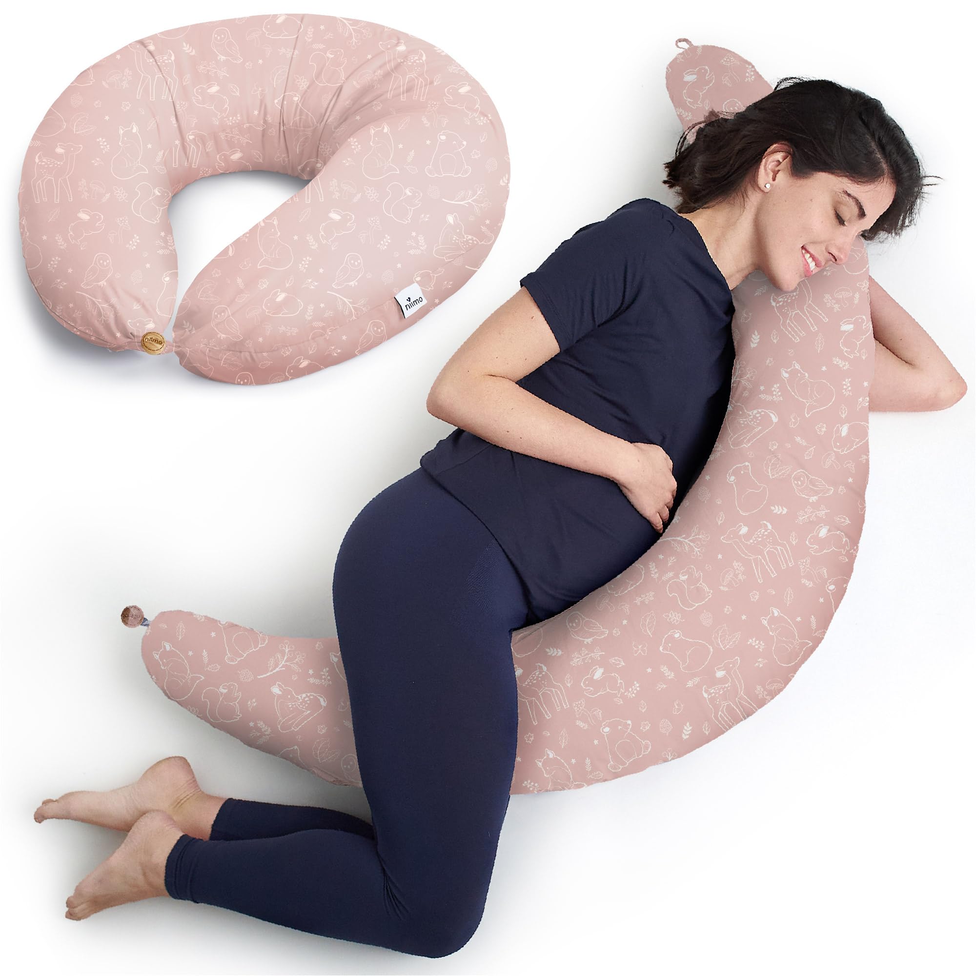 Niimo XXL Pregnancy Pillow & Nursing Pillow - 2022 Double Platinum Winner, 100% Cotton Maternity Pillow Cover, Washable Breast Feeding Pillow Baby Feeding Pillow, Body Pillow Pregnancy Gifts