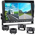 Fookoo Ⅱ HD Wired Backup Camera System Kit,10 inch Dual Split Screen Monitor with Recording IP69 Waterproof Front View Rear View Cameras Parking Lines for Truck/Semi-Trailer/Box Truck/RV(DY102)