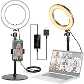 NEEWER 8" 18W High Power Desk Ring Light with Stand & Phone Holder, Circle Selfie Ringlight for iPhone Streaming Vlogging Rec