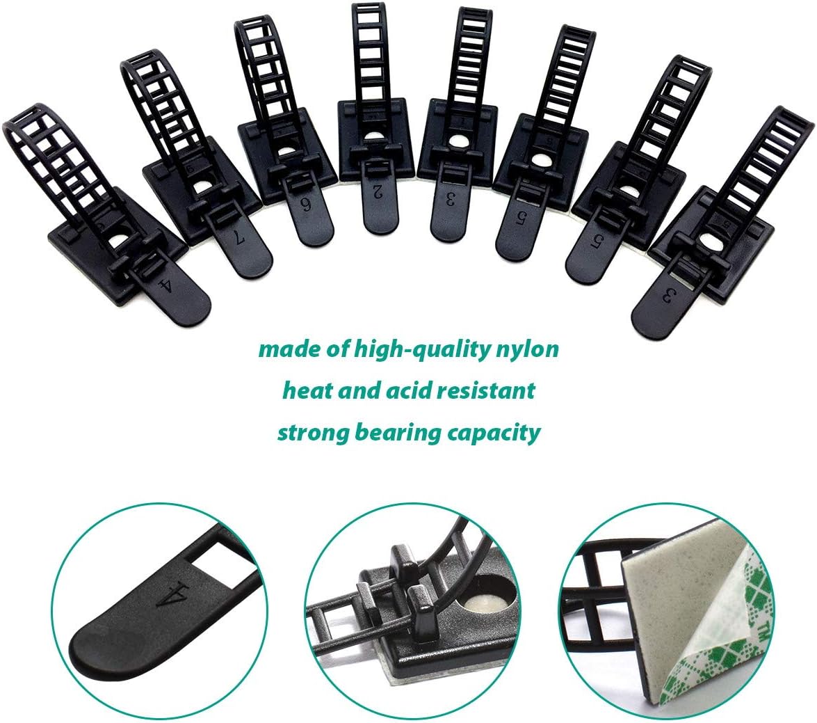 25 Pieces Adhesive Cable Clips with Screw Mount, Adjustable Nylon Cable Ties for Wire Management - Image 3