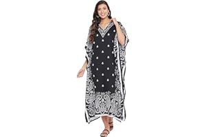 Oussum Plus Size Kaftan for Women Polyester Summer Caftan Swimwear Cover Ups Maxi Beach Dress