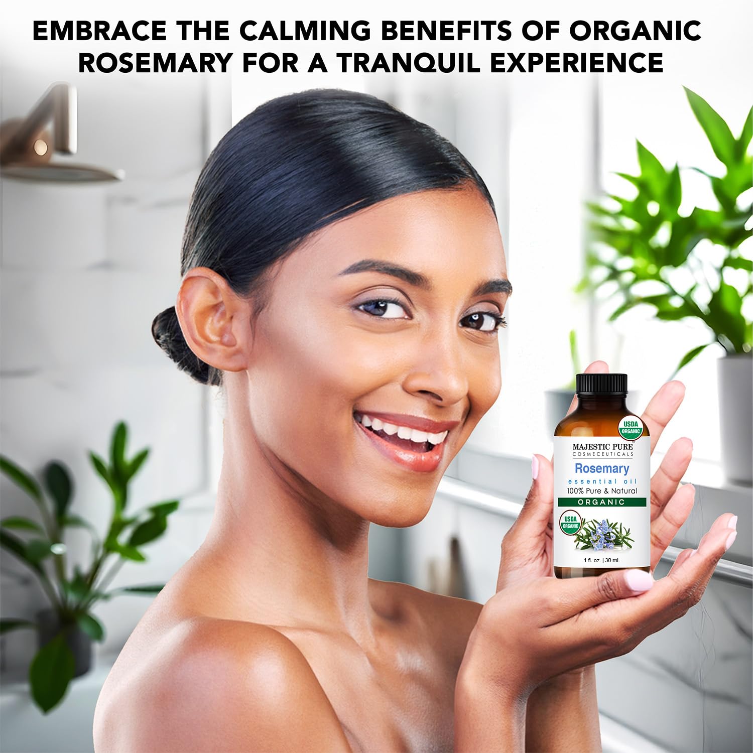 Majestic Pure Organic Rosemary Essential Oil - 100% Pure & Premium Oil for Hair Growth, Skin, Face, Aromatherapy & Diffuser - 1 fl oz | Perfect Organic Oil for Hair Growth - Image 7