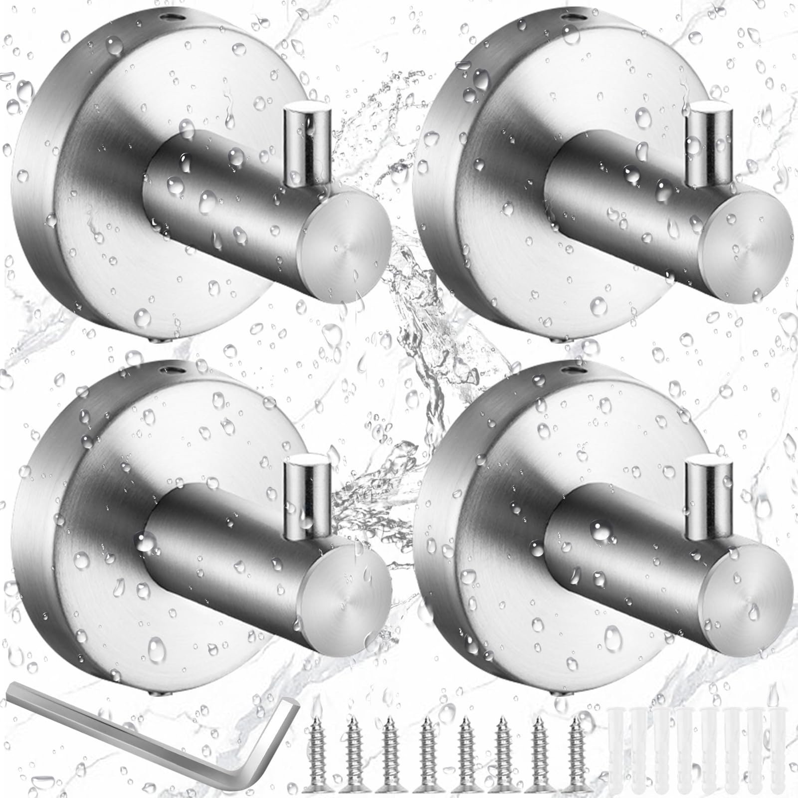Benaton Pack of 4 Suction Hooks, 304 Stainless Steel, Suction Cups, Suction Cups for Windows, Suction Hooks, Extra Strong, Waterproof Suction Cup Hooks, Suction Cup Hooks, Extra Strong, Load Capacity