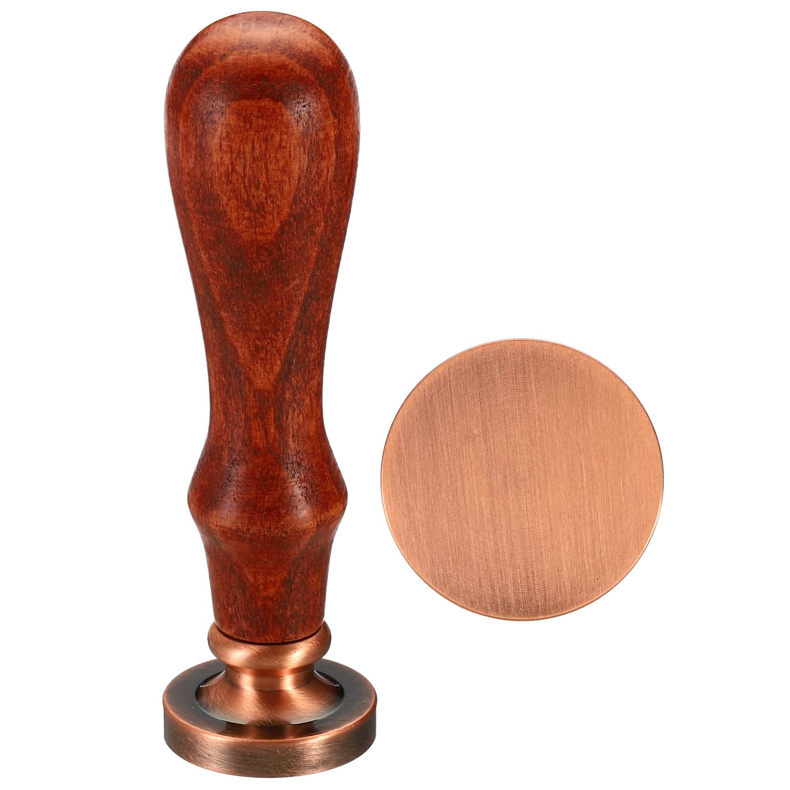 PATIKIL Round Blank Wax Seal Stamp, Removable Brass Head Without Carving Wooden Handle Retro for Envelope Invitation Wine Packing Gift Wrapping, Copper