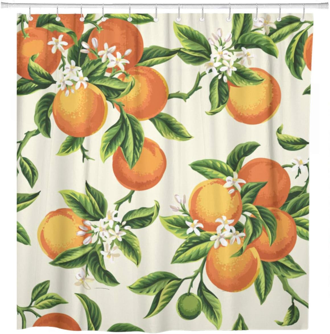 ArtSocket Shower Curtain Yellow Orange Fruits Flowers and Leaves