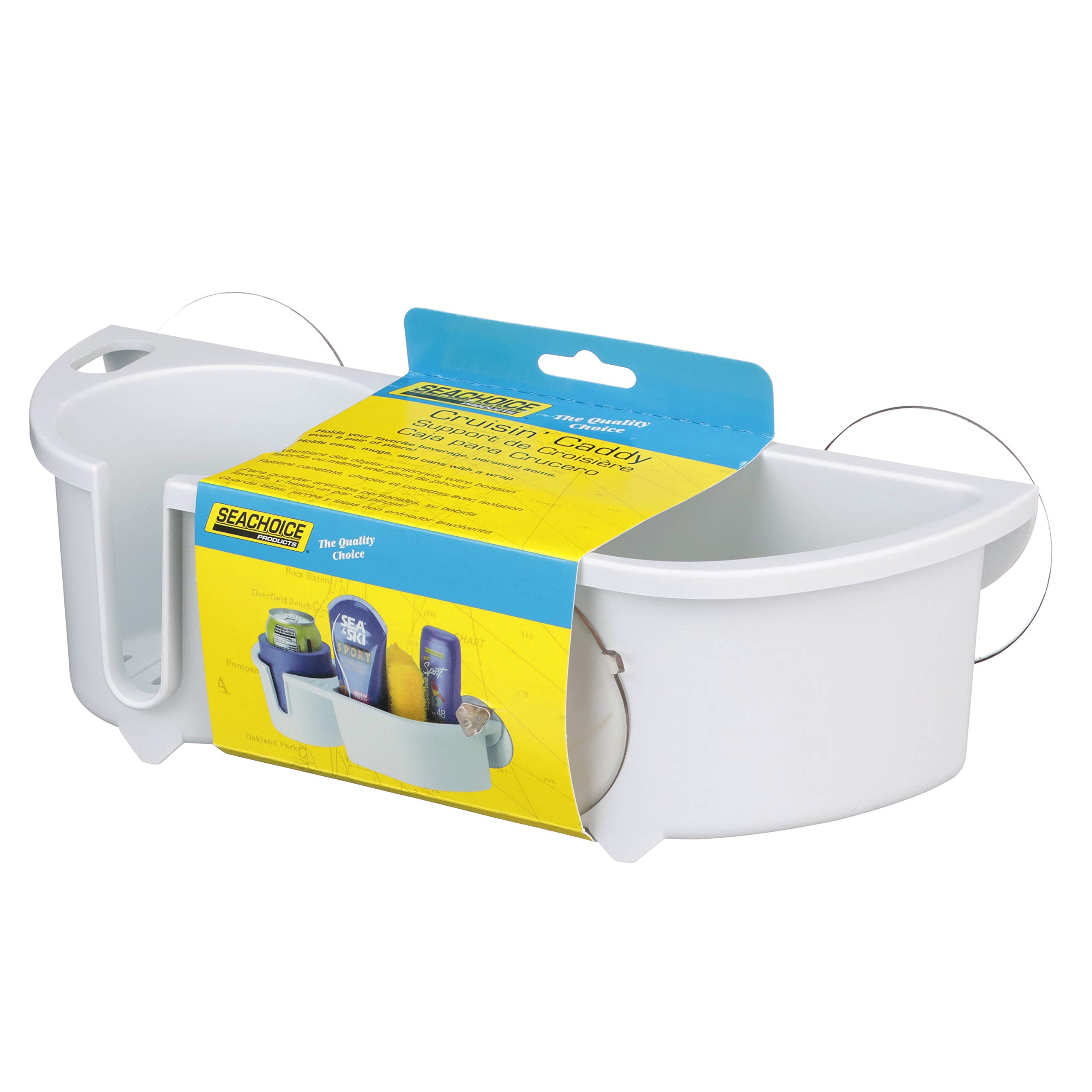 Seachoice Cruisin' Caddy, UV-Resistant Marine Boat Beverage and Item Organizer, White