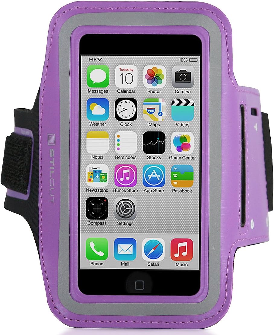 StilGut Sports Armband Compatible with Apple iPhone SE /5/5c/5s, iPhone 4/4s, Galaxy S5 mini, S4 mini and more, Purple - Image 3