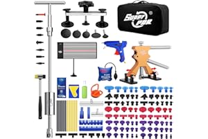 Super PDR Paintless Dent Repair Kit 148PCS Dent Puller Kit with LED Light Board Can Removal 99% of Car Dents in 30 Minutes for Repair Work of Big Dents, Small Dents, Door Ding, Creases and Hail Damage