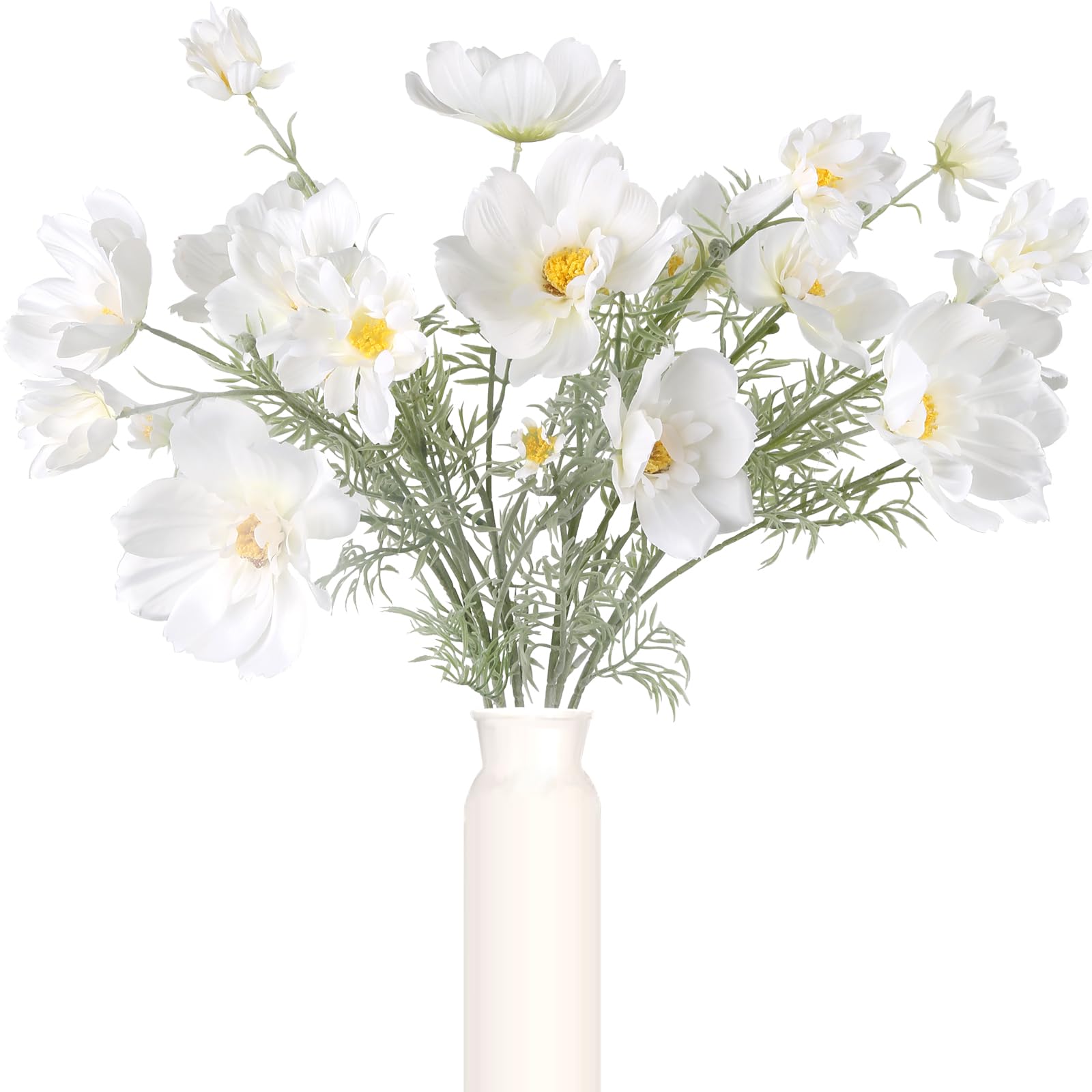 Photo 1 of ICBOX 6PCS White Cosmos Artificial Flowers 30'' Long Stem Fake Daisy Silk Flower Arrangements for Tall Vases, Faux Wild Flowers for Indoor Wedding Table Centerpieces Kitchen Party Home Decor (White)