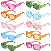 Geopty 10/20 Pack Retro Narrow/Chunky Rectangle Sunglasses for Women Men 90s Trendy Aesthetic Y2K Square Party Glasses