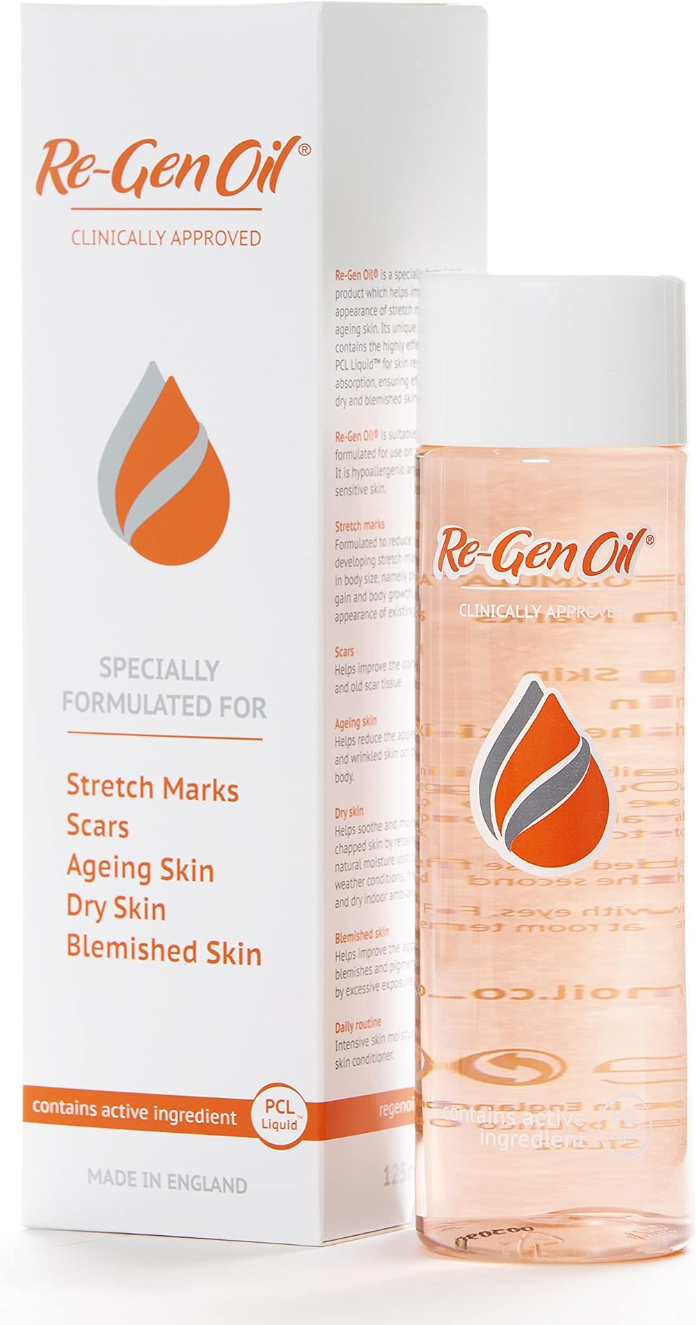 Re-Gen Oil 125ml Scar Stretch Mark Uneven Skin Tone Ageing Skin Improvement