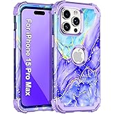 Casetego for iPhone 15 Pro Max Case,Three Layer Heavy Duty Sturdy Shockproof Protection Full Rugged Hard PC+Soft TPU Bumper Protective Girls Case for Apple iPhone 15 Pro Max 6.7 inch,Cobalt Violet