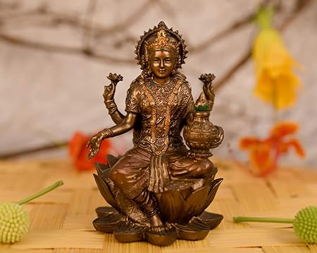 Goddess Lakshmi Idol Hindu Laxmi Goddess Statue Home Office Decor (Size 8cm x 5cm)