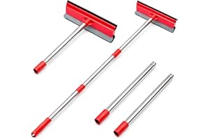 Window Squeegee, 2-in-1 Window Cleaner with 55" Extension Poles, Window Washing Kit, Glass Door Cleaner, Multi-Use Car Windsh