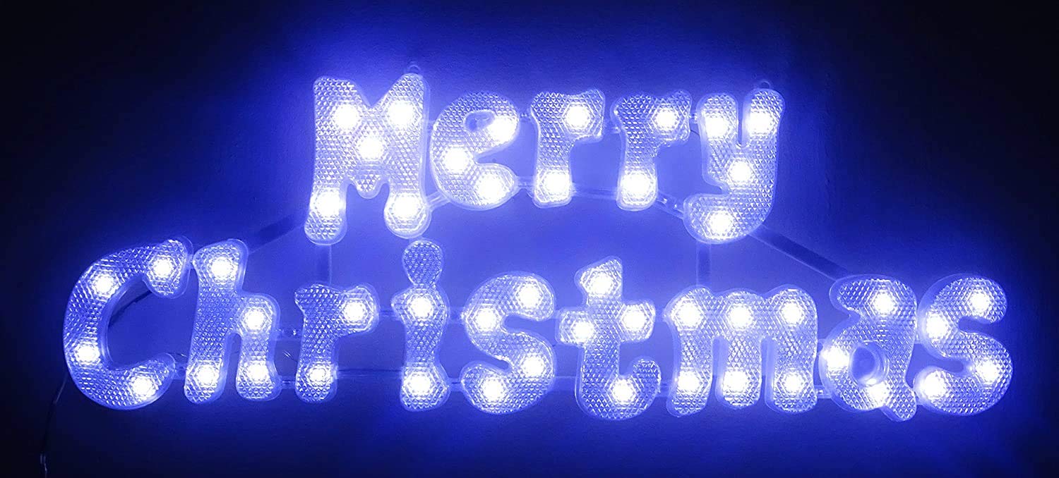 Christmas Concepts® 490mm (19.4") White Light Up LED Merry Christmas Sign - Christmas Decorations