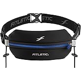 Fitletic Neo Race Belt, Black & Blue | Unique No Bounce Design for Marathon, Triathlon, Trail, 5k, 10k | Running Belt | N01R-04