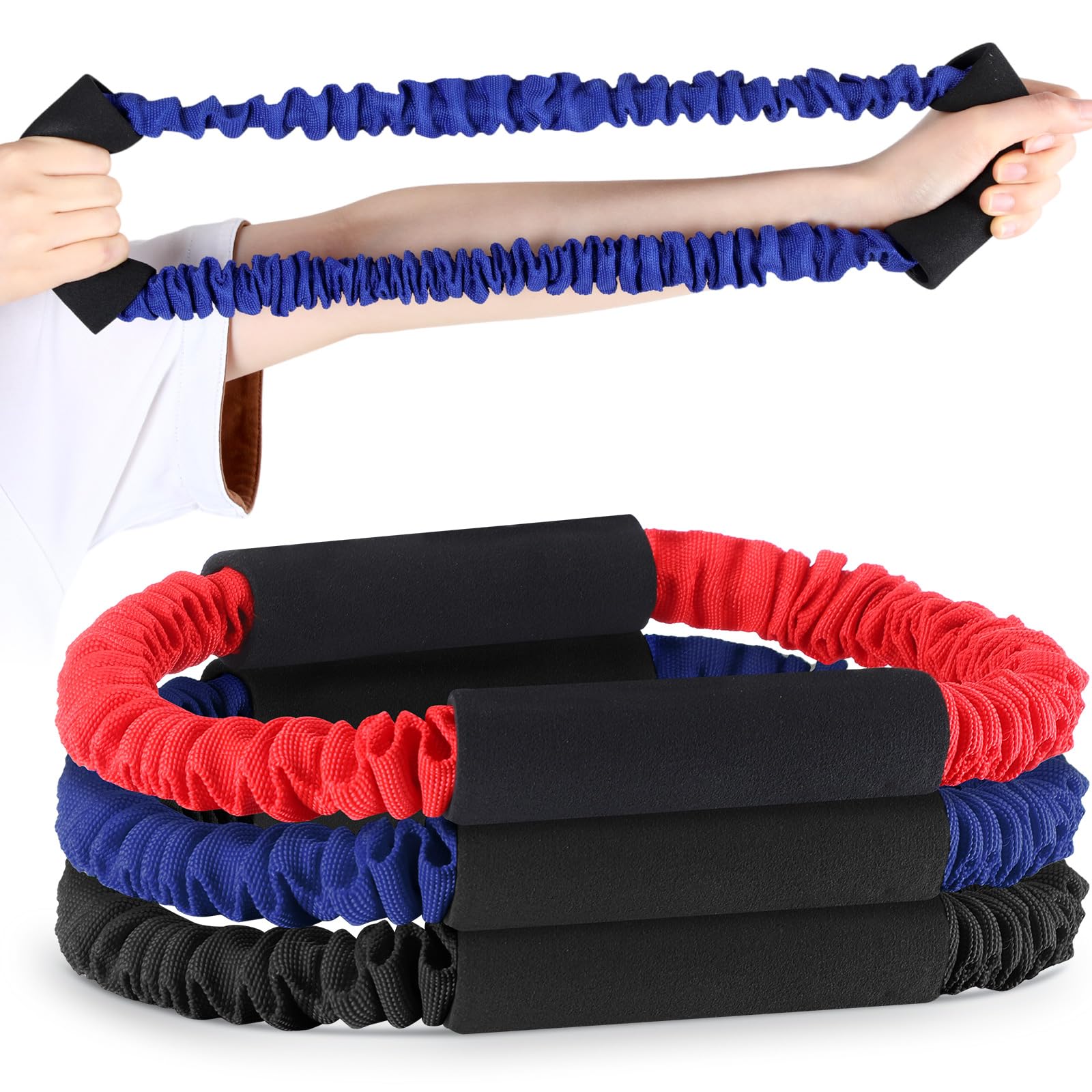 Photo 1 of RoundFunny 3 Pcs Archery Bow Strength Trainer 30 40 50 Lbs Arm Strength Exercise Band Rubber Stretch Bands Archery Accessories for Bow Practice Shooting Accessories