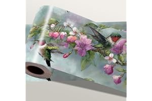 IOHEFY Morning Glory Wallpaper Border 196x4 Inch Removable Wall Border Peel and Stick Pink Purple Flower Vine for Bedroom Bathroom Kitchen Living Room Wall Trim Decor Rustic Cottage Garden