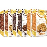 Simple Mills Crunchy Cookie Variety Pack: Chocolate Chip (2), Double Chocolate Chip (2), and Toasted Pecan (2), 6 count