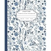 Vintage Botanical Composition Notebook: Stylish Pastel Blue Floral Wildflower Pattern Journal for Women and Teens Ideal for School or Work | College Ruled