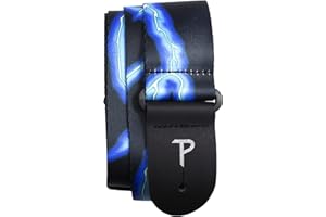 P PERRI'S LEATHERS LTD. Perri's Leathers Ltd.- Guitar Strap- Polyester- Adjustable - For Acoustic/Bass/Electric Guitars - Made in Canada (BLUE LIGHTNING)