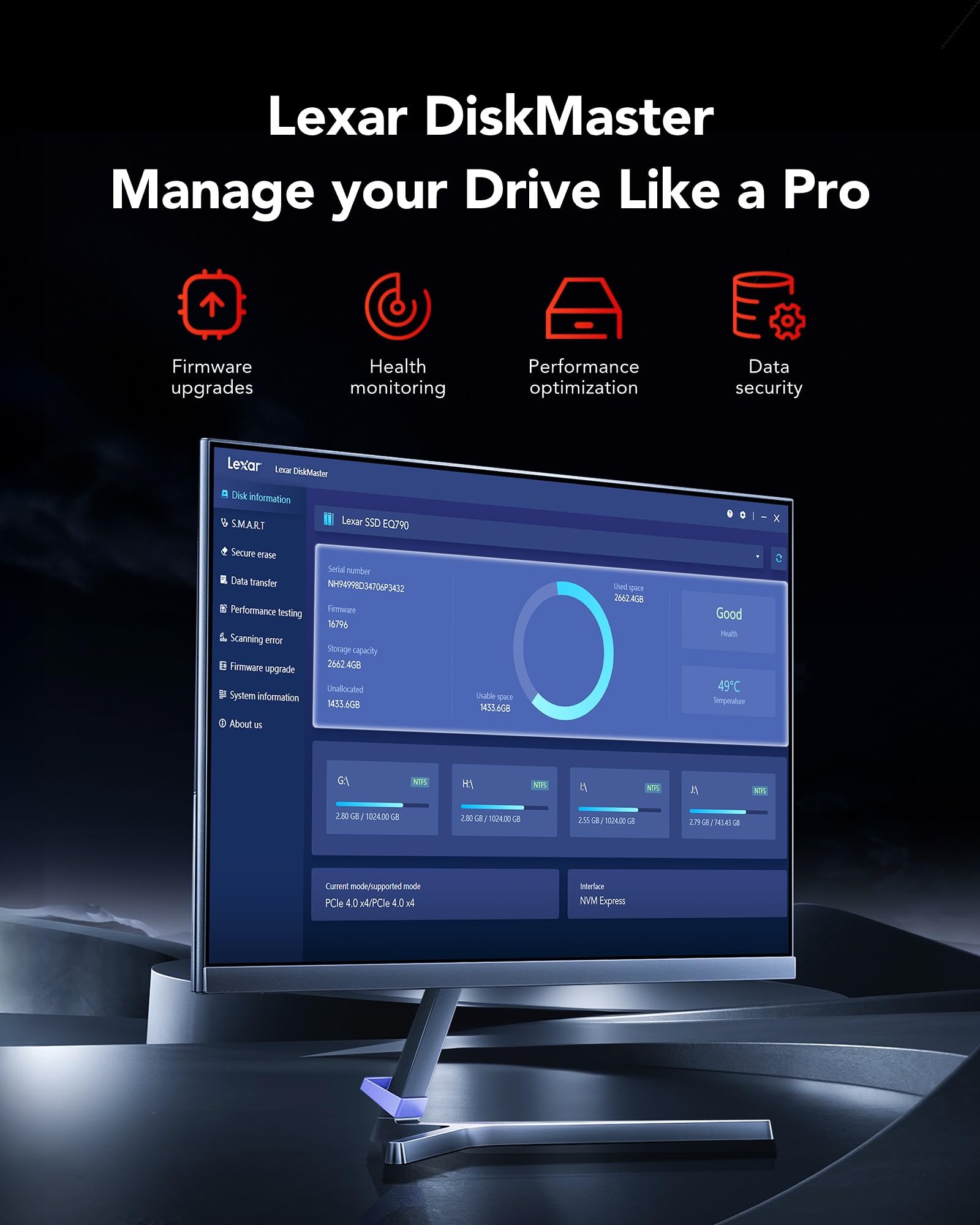 Lexar EQ790 2TB Interne SSD mit Kühlkörper, M.2 2280 PCIe Gen4x4 NVMe SSD, 7000 MB/s Lesen, für Intensive Workloads, PS5 & PC Gaming, Leistungsstarkes internes Solid State Laufwerk 7