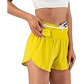 FlipBelt High Waisted Quick-Dry Air Running Shorts Workout Sport Layer Active Shorts with Pockets and Built in Running Belt