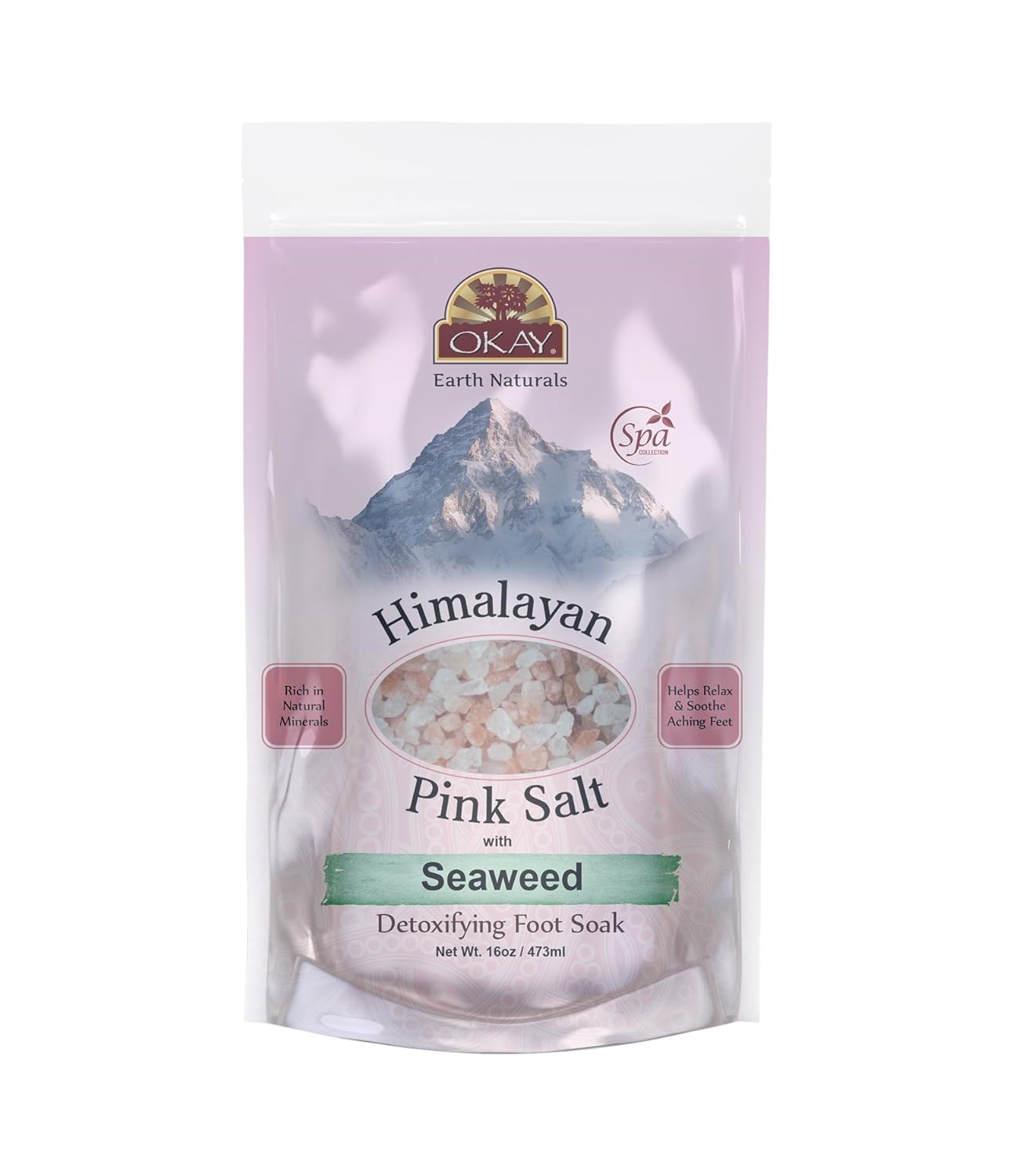 Himalayan Pink Salt with Seaweed Soothing Mineral Soak Leaves Feet Feeling Cleansed, Refreshed and Relaxed No Parabens, No Silicones, No Sulfates For All Skin Types Made In USA 16oz : Beauty