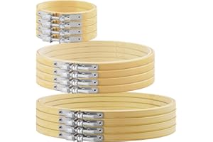 TINDTOP 12 Pieces Embroidery Hoops, 3 inch to 8 inch Bamboo Frame Circle Cross Stitch Hoop Ring Embroidery Hoops Set for Embroidery and Cross Stitch