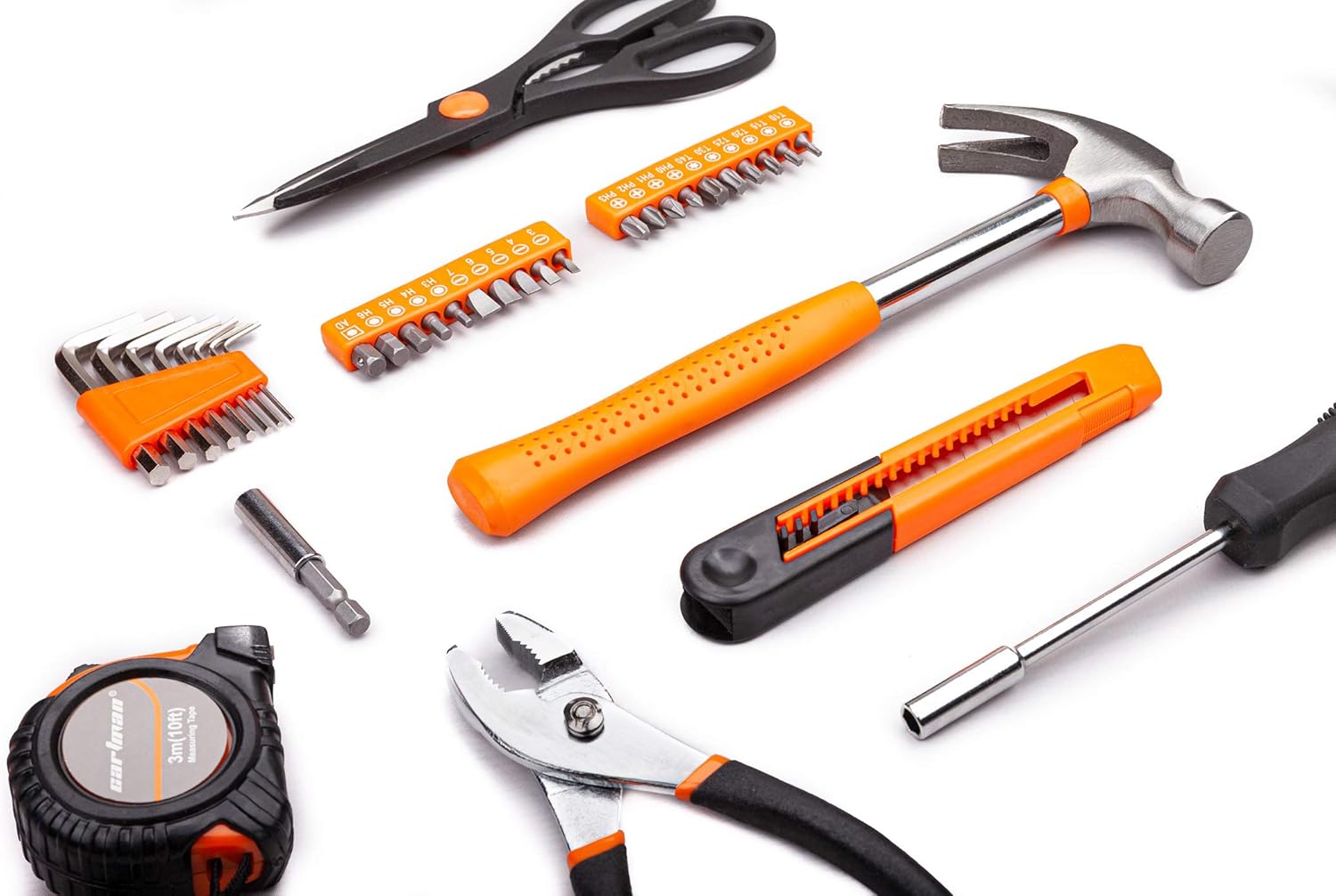 CARTMAN Orange 39-Piece Tool Set - General Household Hand Tool Kit with Plastic Toolbox Storage Case: Automotive