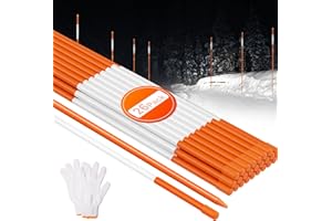 Remiawy Driveway Markers 26 Pack, 48” Snow Stakes, High Visibility Plow Stakes with Reflective Tape, Orange Fiberglass Poles Rods, Snow Markers for Driveways, Walkways, Parking Lots, Garage Entrances