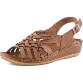 Spring Step Choi Women&rsquo;s Woven Leather Wedge Sandal with Soft Insole &amp; Easy Fit
