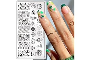 OCOUYVD St Patricks Day Nail Stamping Plates Shamrock Nail Stamping Plate Lucky Clover Nail Art Stamping Template 17th of March Manicure Decorations Supplies 1Pcs