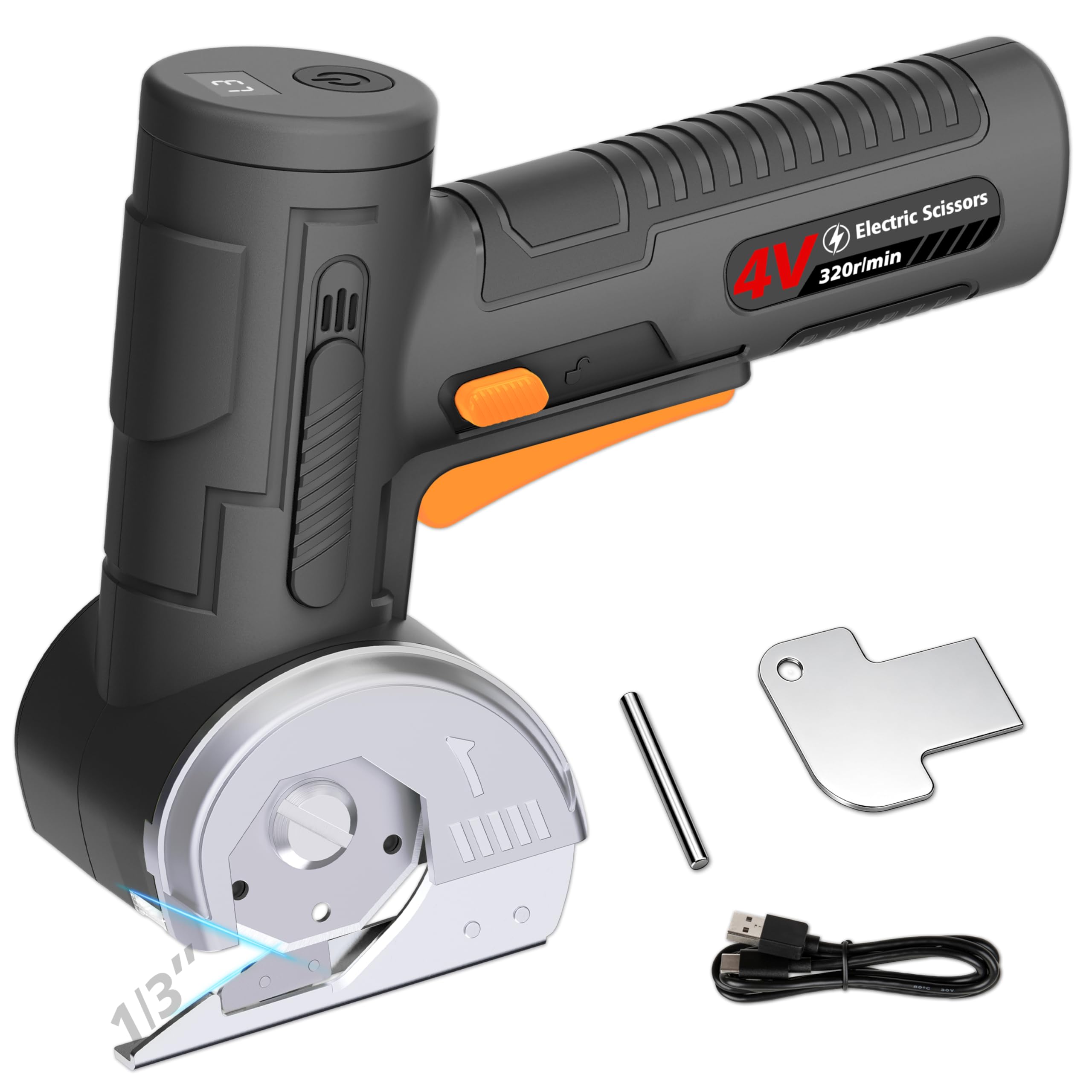 Photo 1 of 2026 Upgraded Cordless Electric Scissors - 1.84"Larger Tungsten Blade & Wider Head, 1/3" Max Thickness & 320RPM High Speed, Dual-Side Safety Lock, Cardboard Cutter for Cardboard, Fabric - Black